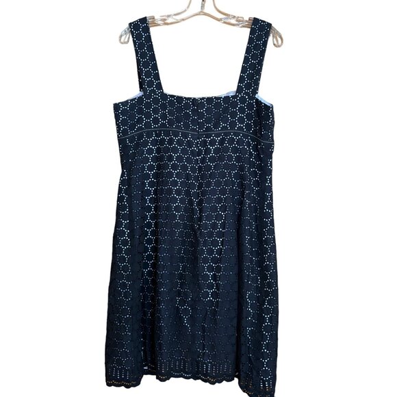 Black Over White Sleeveless Eyelet Strappy Dress 14 Kathryn Conover Boho Emo - Picture 2 of 10